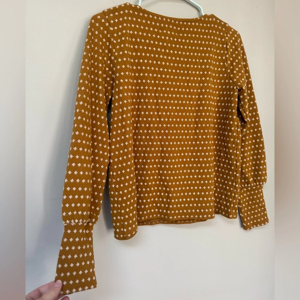 Madewell Mustard/ Burnt Orange and White Patterned Blouse - Picture 5 of 5